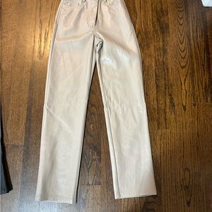 Aritzia Stylish Tan Leather Pants